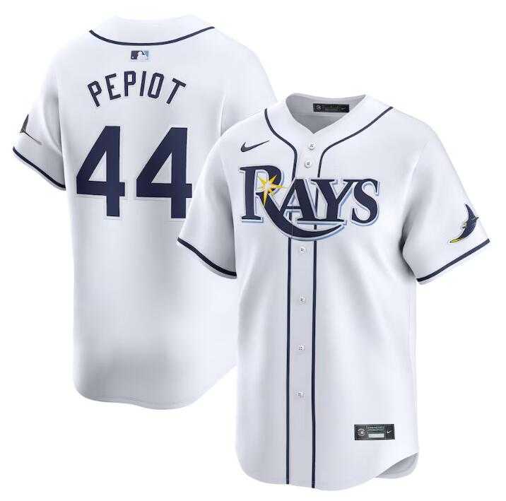 Men%27s Tampa Bay Rays #44 Ryan Pepiot White Home Limited Stitched Baseball Jersey Dzhi->tampa bay rays->MLB Jersey